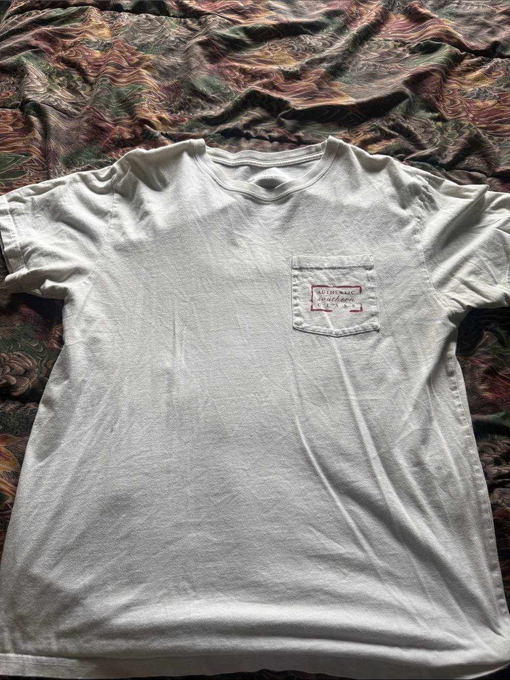 Southern Marsh White Short Sleeve Pocket Tee with Subtle Logo